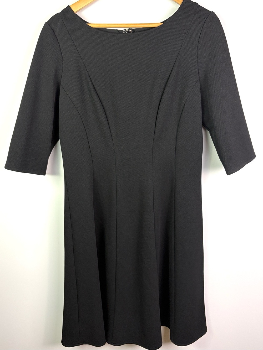 Nora Gardner Classic Black Fit-and-Flare Dress made in NYC size 14